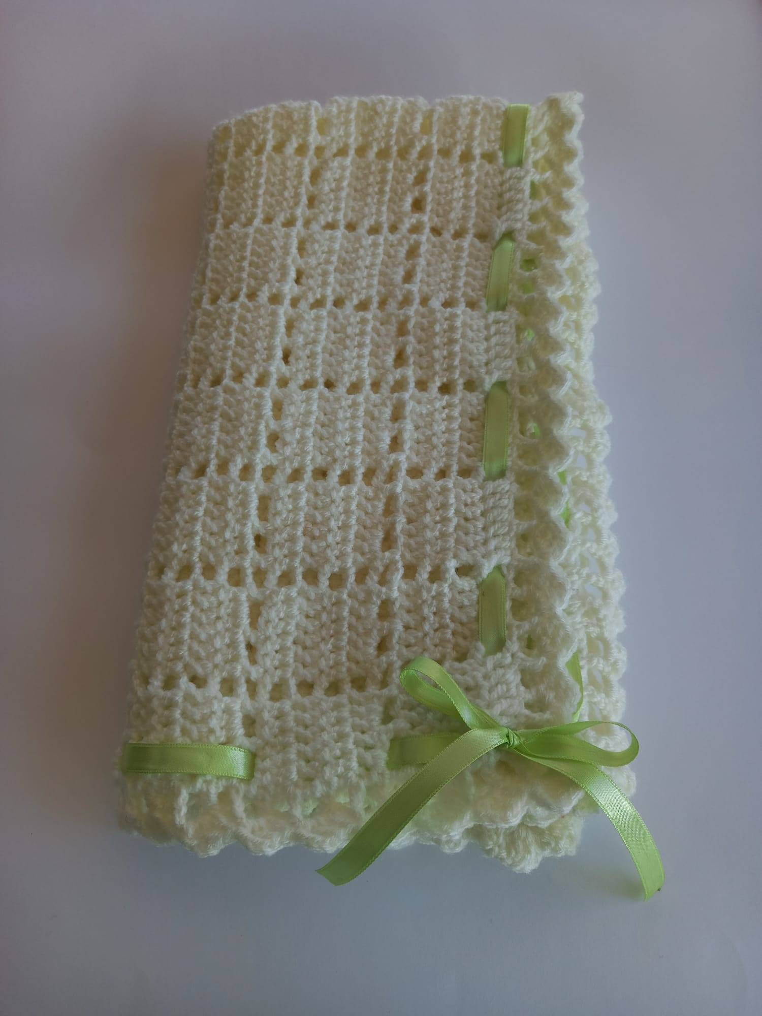 Manta de bébé com Fita de Cetim Verde R1